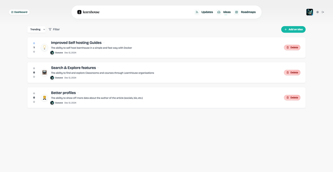 Ideas Feature