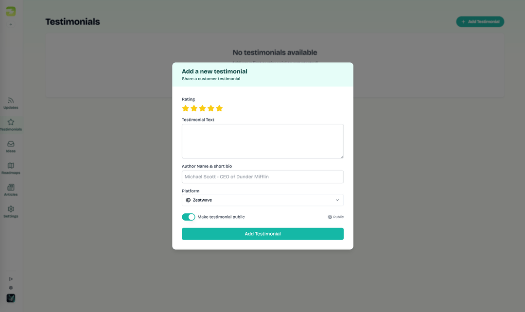 Testimonials Feature